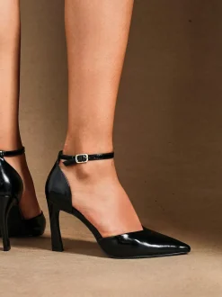 Linzi Black Grey Moira Classic Stiletto Court Heels