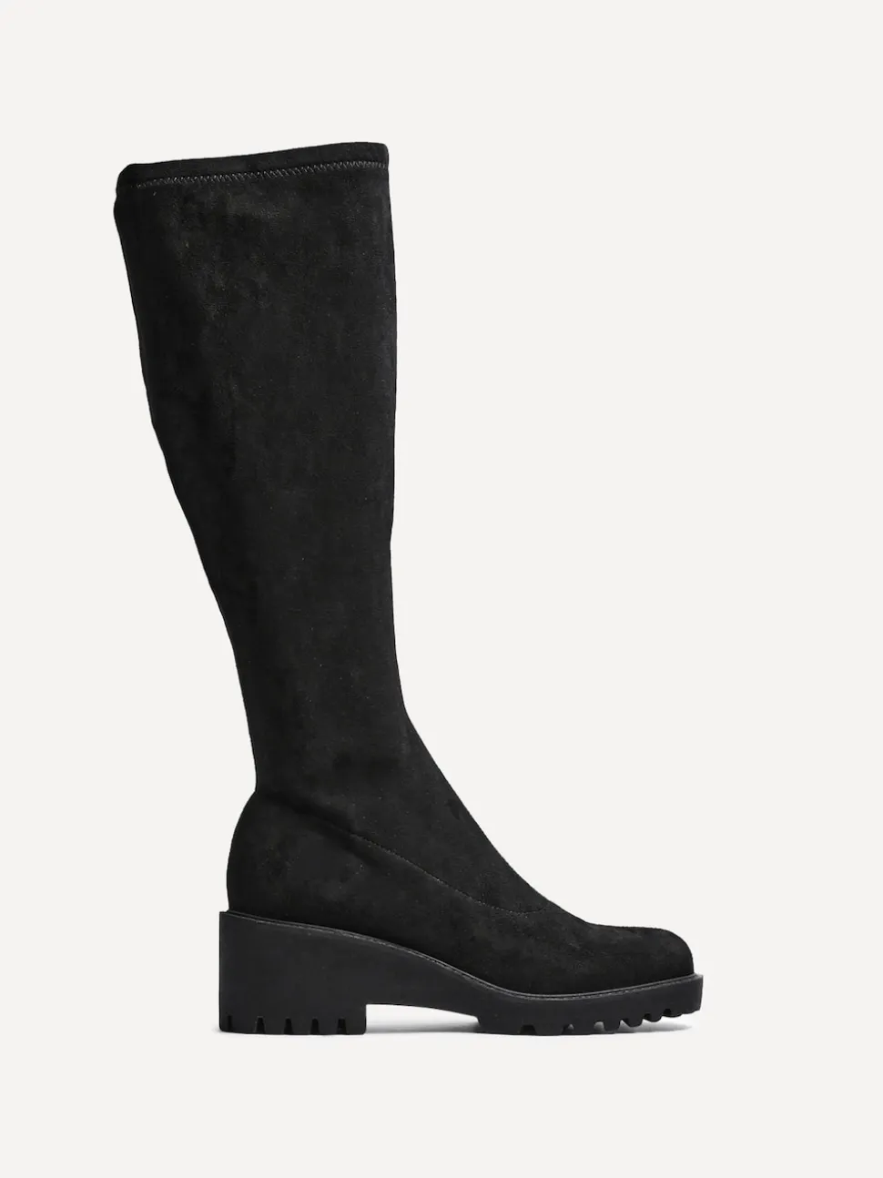 Linzi Black Kortina Brown Suede High Leg Boots With Wedged Heel