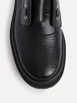 Linzi Black Launch Military Boots With Front Zip Detail