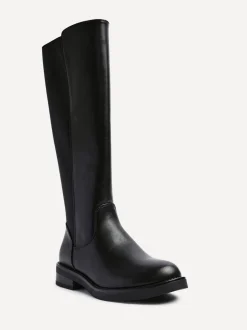 Linzi Black League High Leg Boots with Gusset Back