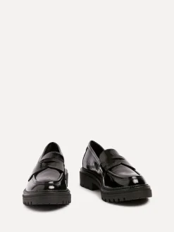 Linzi Black Lesson Chunky Loafers With Classic Front Tab
