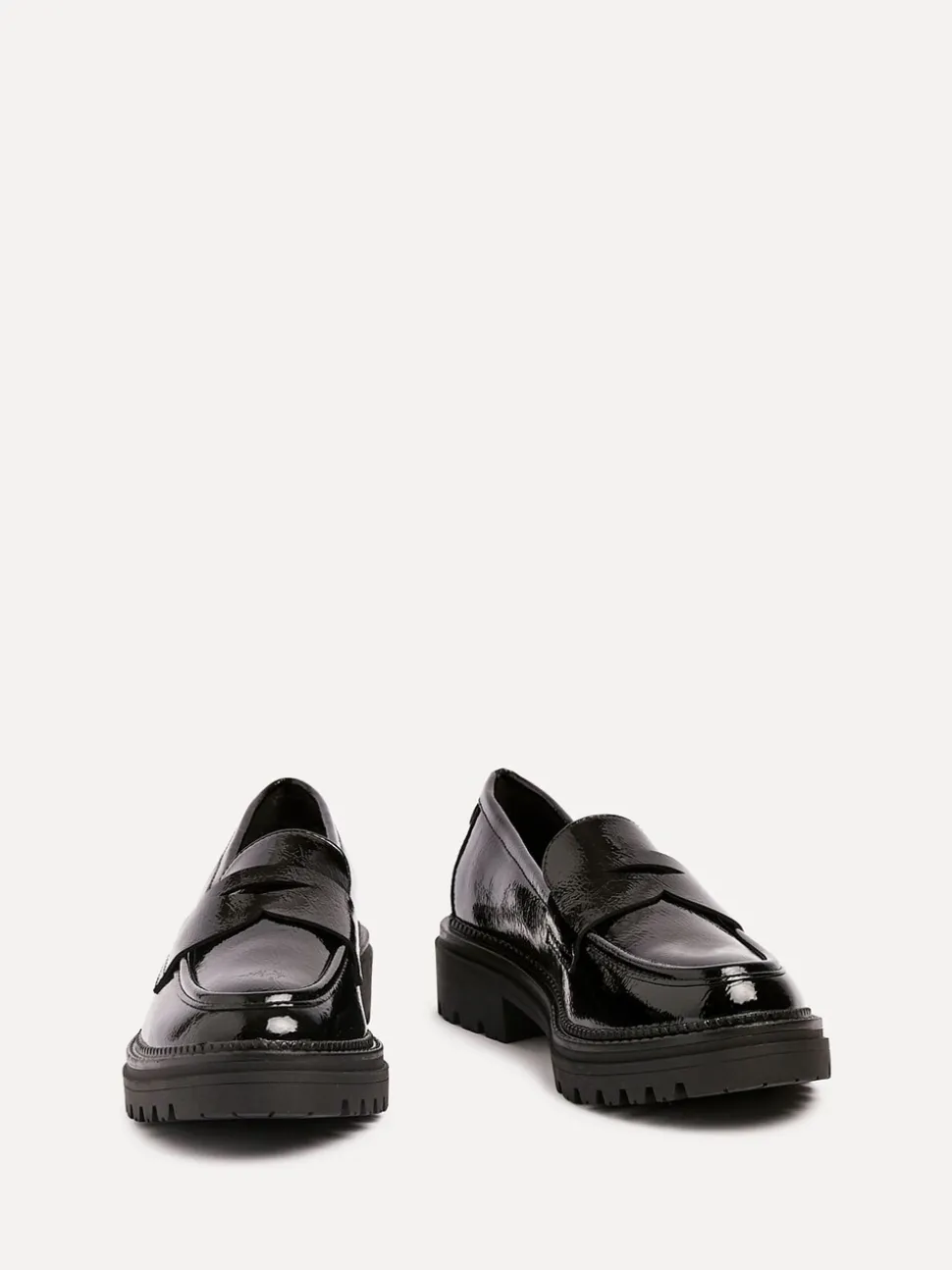 Linzi Black Lesson Chunky Loafers With Classic Front Tab