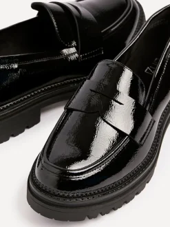 Linzi Black Lesson Chunky Loafers With Classic Front Tab