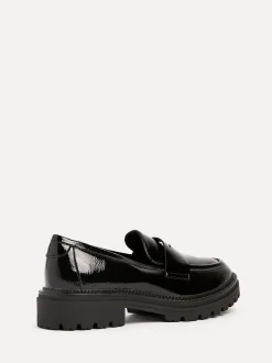 Linzi Black Lesson Chunky Loafers With Classic Front Tab