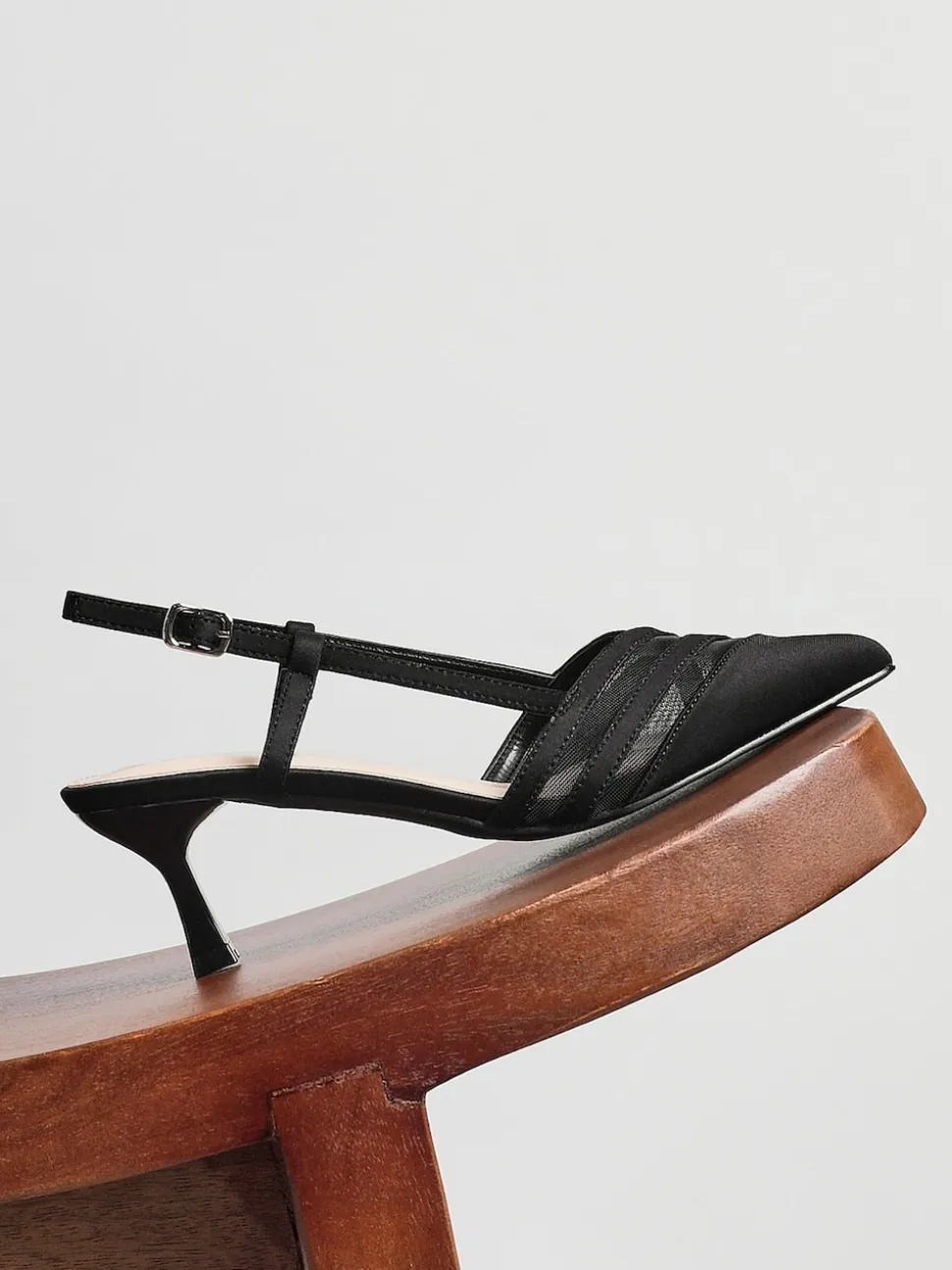 Linzi Black Milan Mesh Court Heels