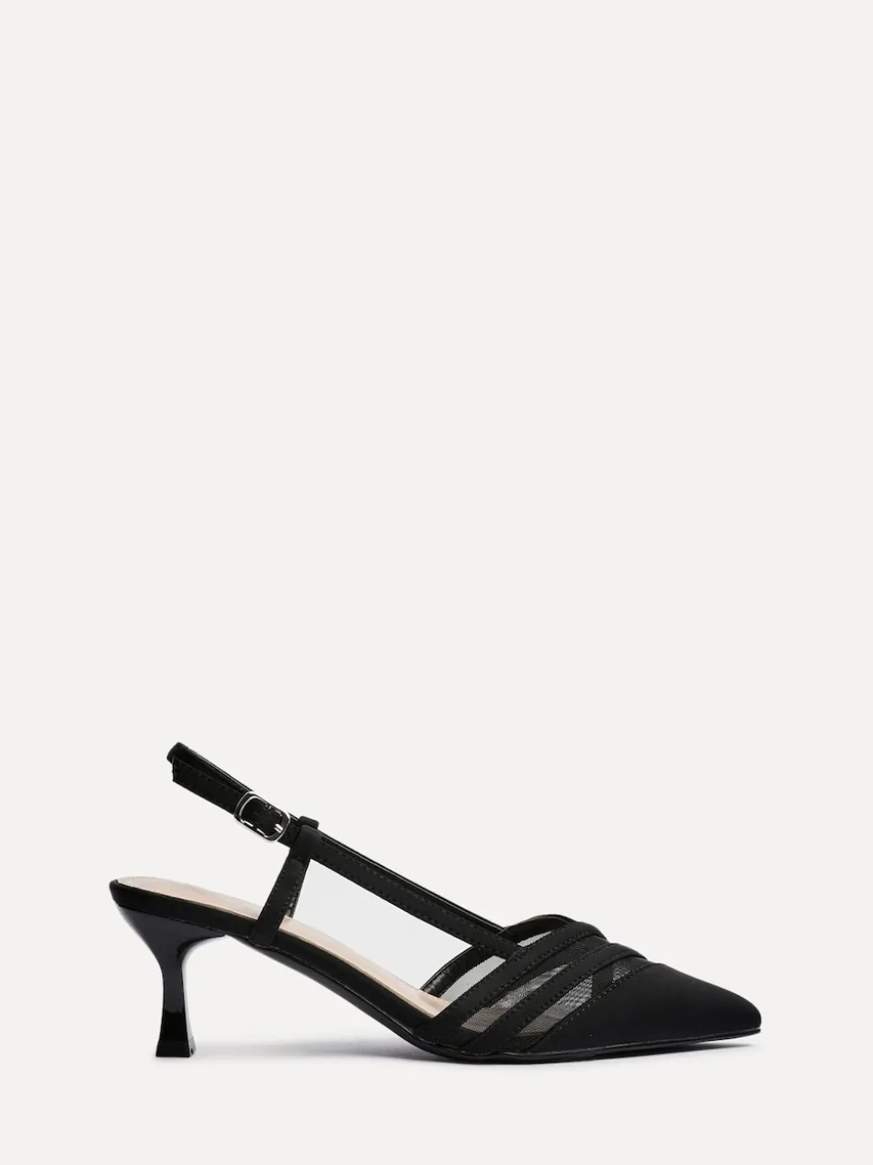 Linzi Black Milan Mesh Court Heels