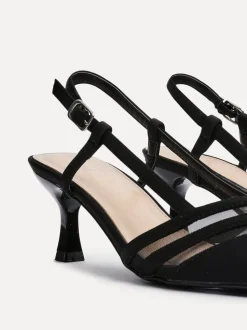 Linzi Black Milan Mesh Court Heels