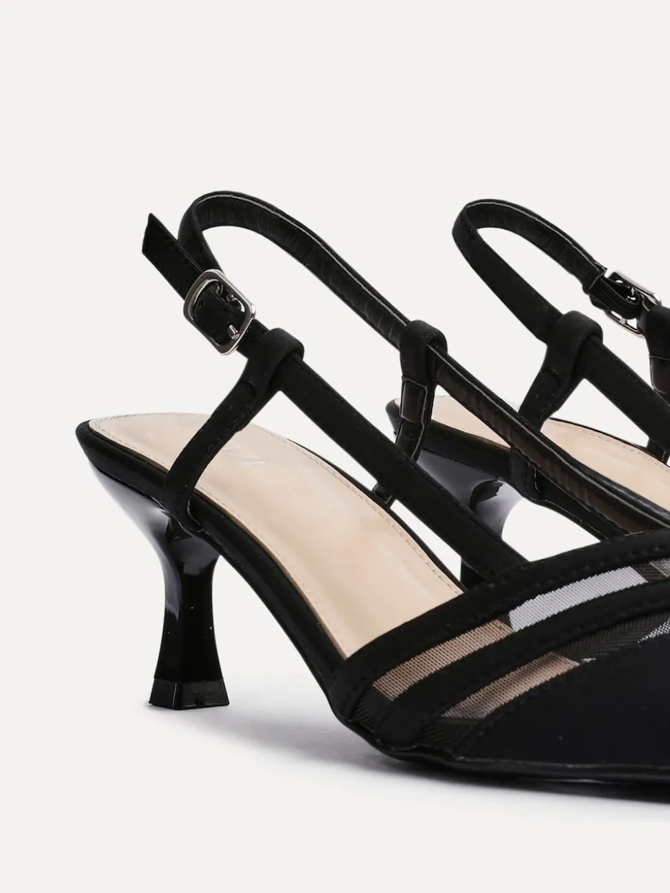 Linzi Black Milan Mesh Court Heels
