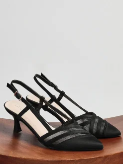 Linzi Black Milan Mesh Court Heels