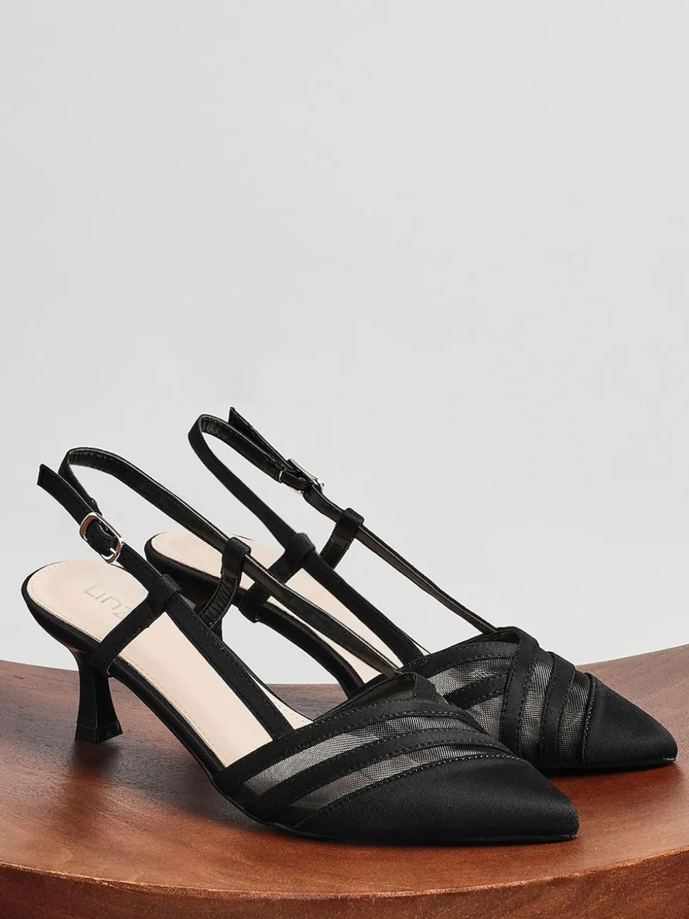 Linzi Black Milan Mesh Court Heels