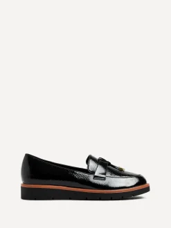 Linzi Black Nancy Patent Loafers With Tassel Detail