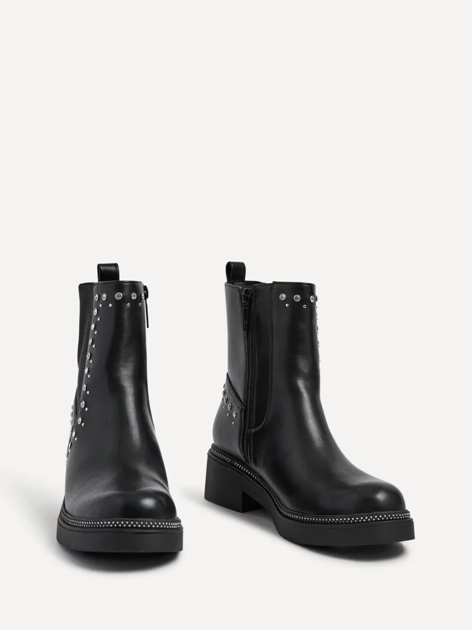 Linzi Black Optic Diamante Embellished Chelsea Boots