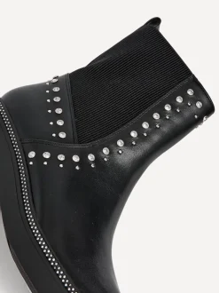 Linzi Black Optic Diamante Embellished Chelsea Boots