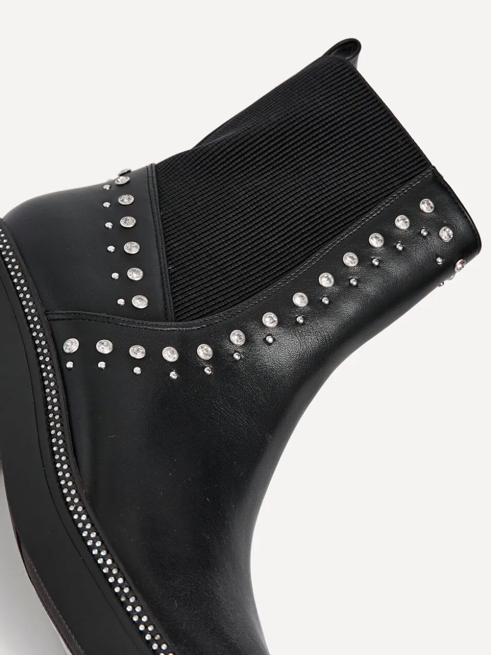 Linzi Black Optic Diamante Embellished Chelsea Boots