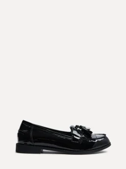 Linzi Black Patent Rosemary Classic Slip-On Loafers With Tassel Detail