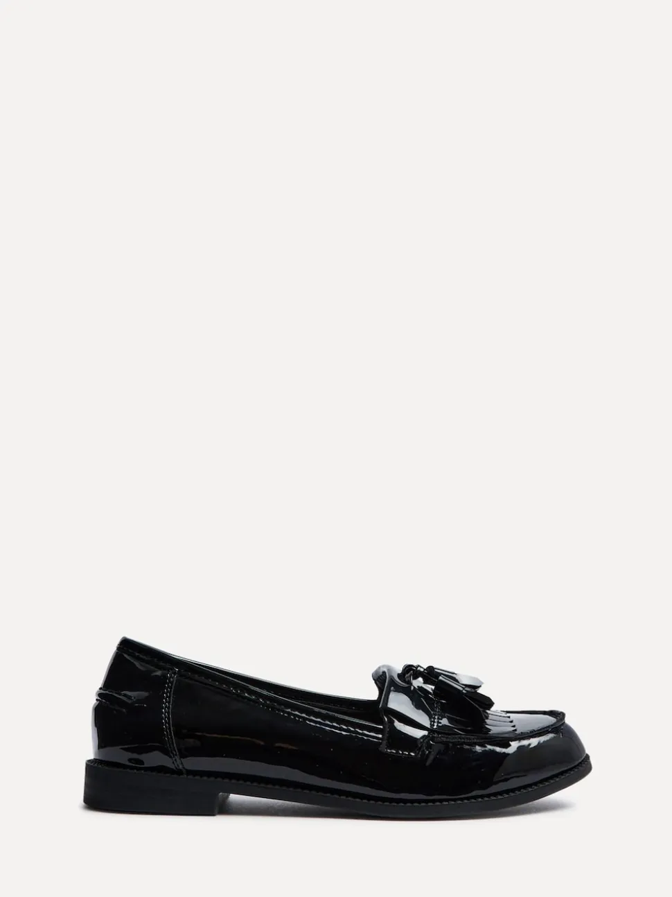 Linzi Black Patent Rosemary Classic Slip-On Loafers With Tassel Detail