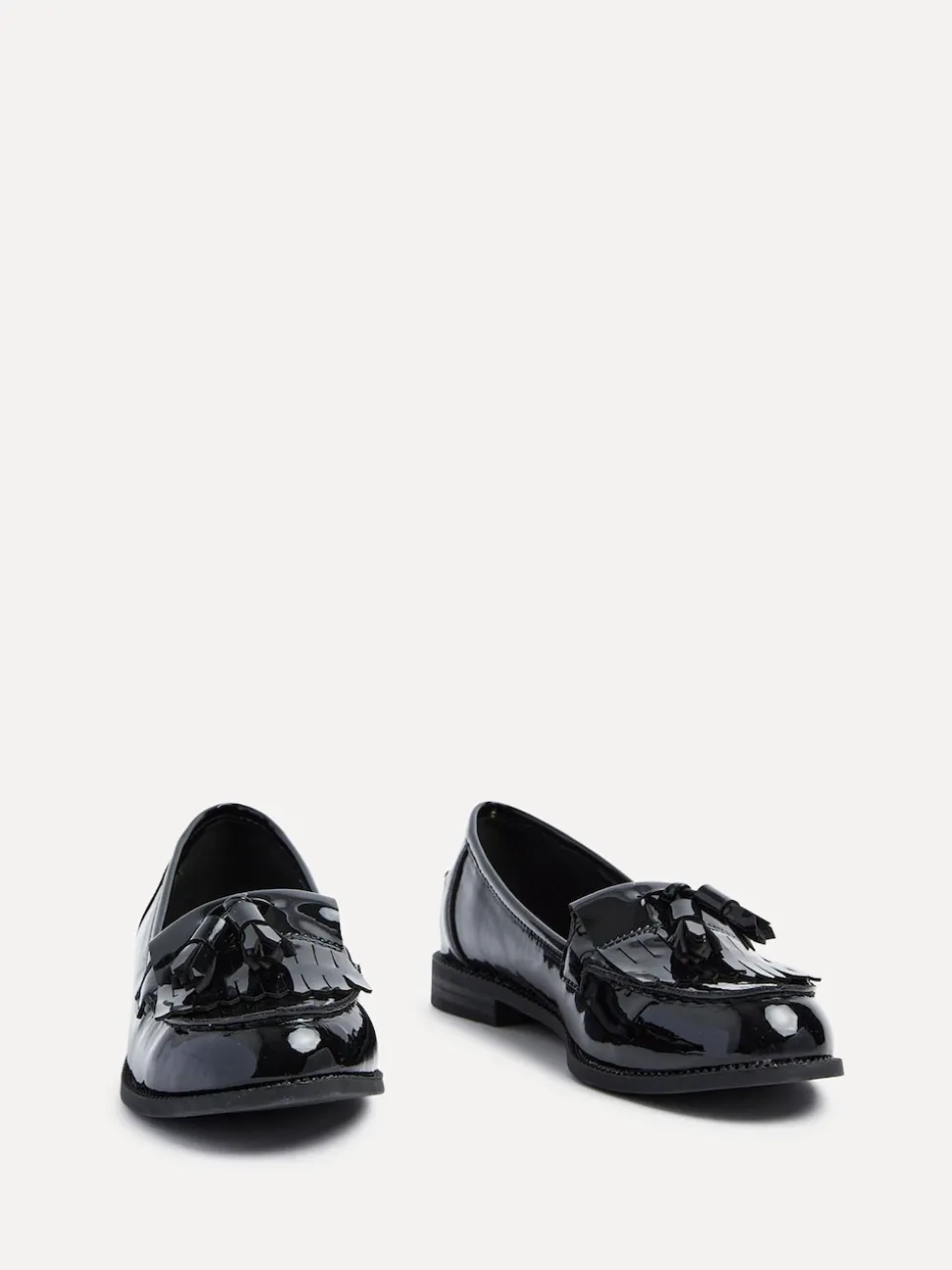 Linzi Black Patent Rosemary Classic Slip-On Loafers With Tassel Detail