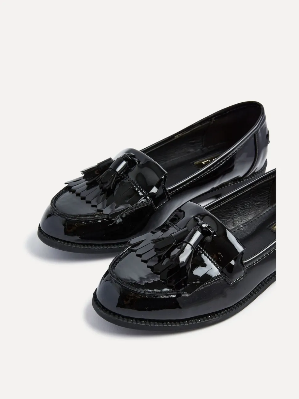 Linzi Black Patent Rosemary Classic Slip-On Loafers With Tassel Detail