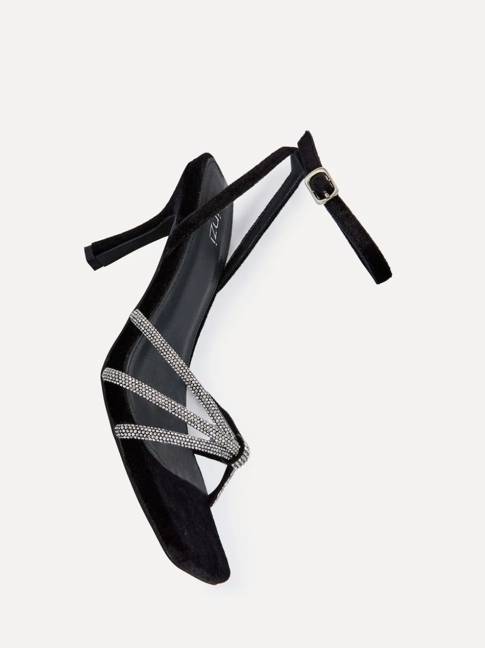 Linzi Black Polly Stiletto Heeled Sandals With Diamante Knot Detail