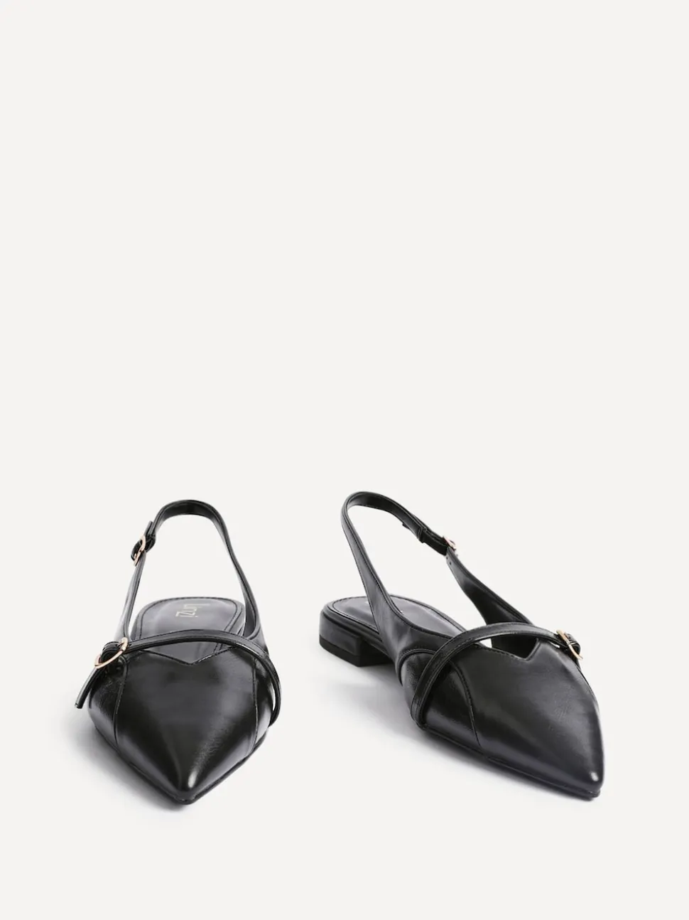 Linzi Black Prague Pointed Toe Ballet Flats With Buckle Detail