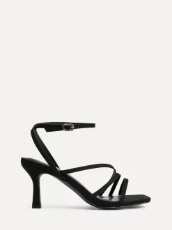 Linzi Black Reflect Wide Fit Strappy Heeled Sandals