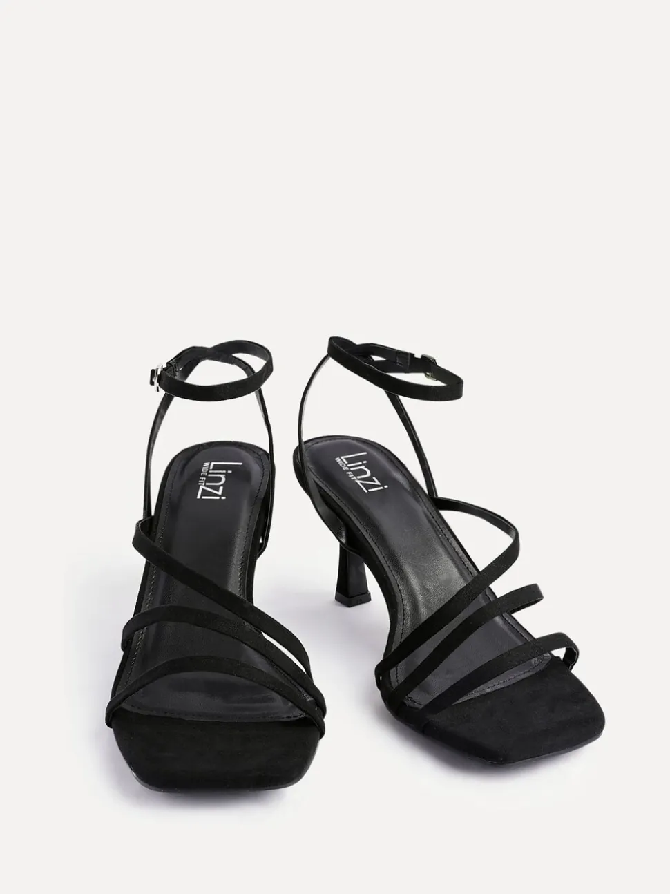 Linzi Black Reflect Wide Fit Strappy Heeled Sandals