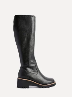 Linzi Black Resist Stretch High Leg Wedge Boots