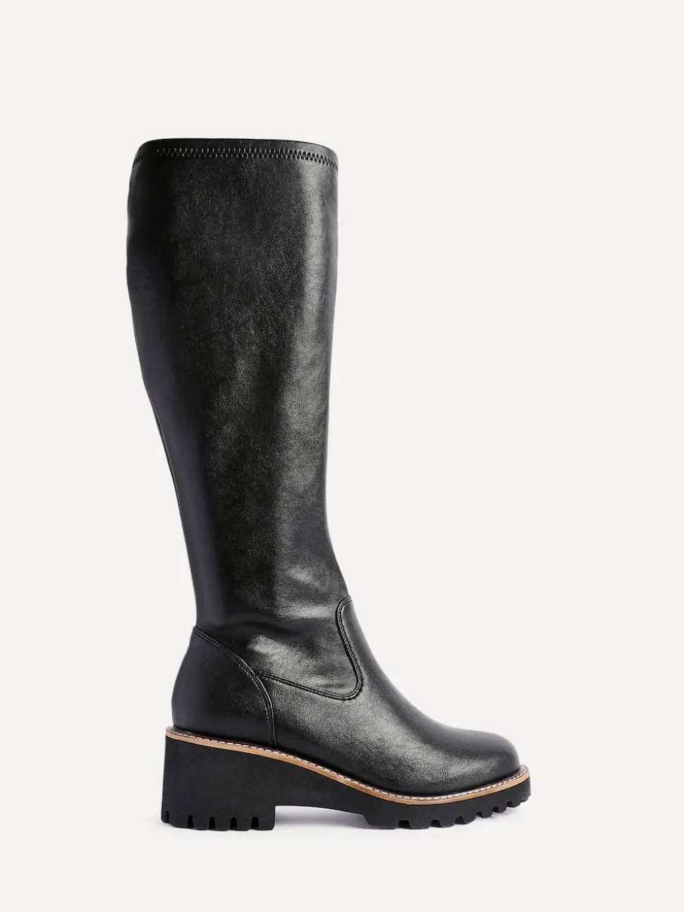 Linzi Black Resist Stretch High Leg Wedge Boots