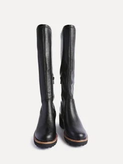 Linzi Black Resist Stretch High Leg Wedge Boots