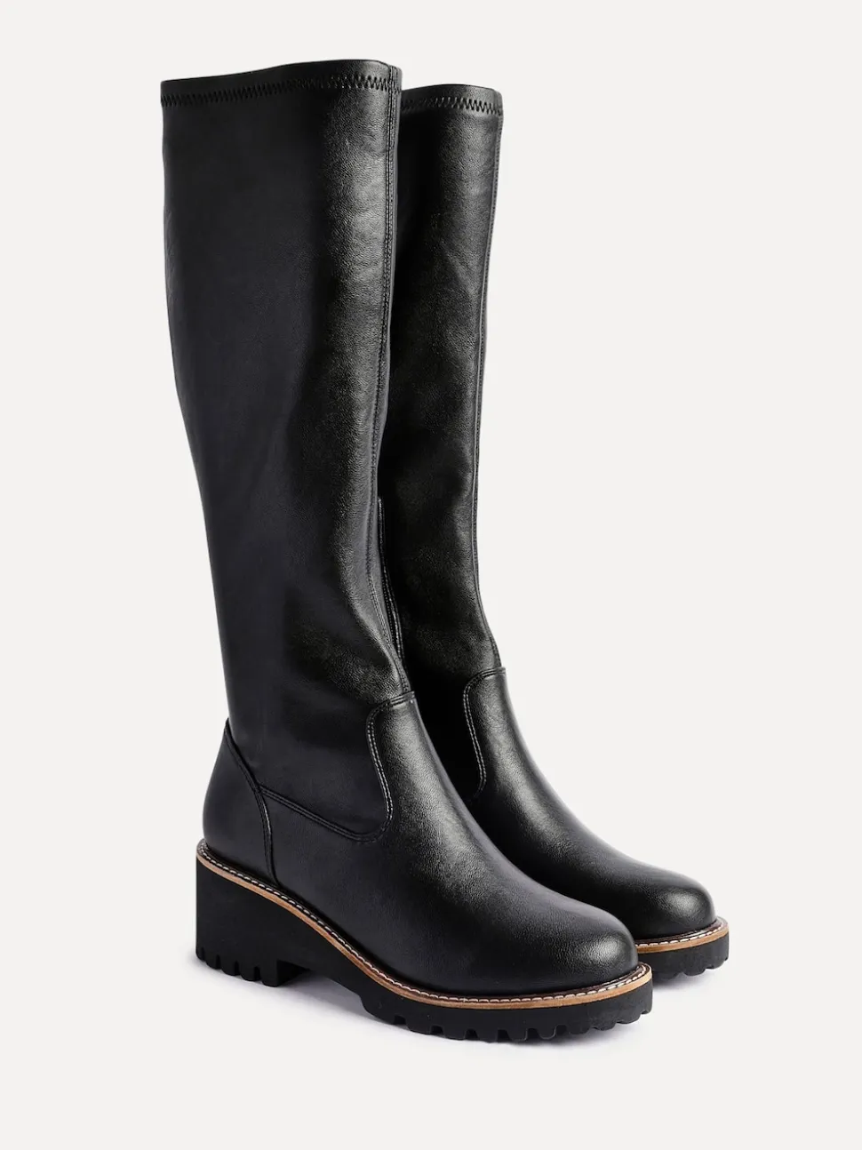 Linzi Black Resist Stretch High Leg Wedge Boots