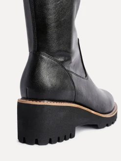 Linzi Black Resist Stretch High Leg Wedge Boots