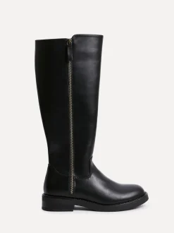 Linzi Black Roam High Leg Boots With Double Zip Detail