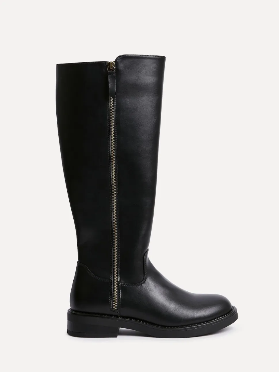 Linzi Black Roam High Leg Boots With Double Zip Detail