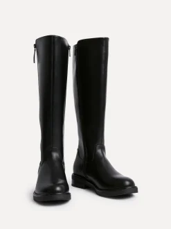 Linzi Black Roam High Leg Boots With Double Zip Detail