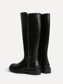 Linzi Black Roam High Leg Boots With Double Zip Detail