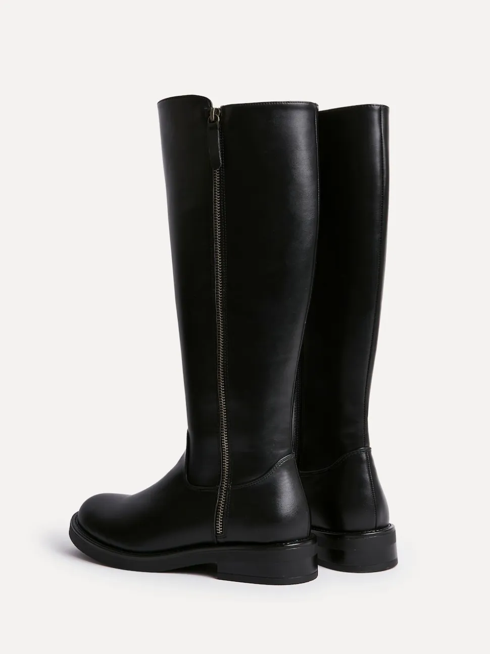 Linzi Black Roam High Leg Boots With Double Zip Detail