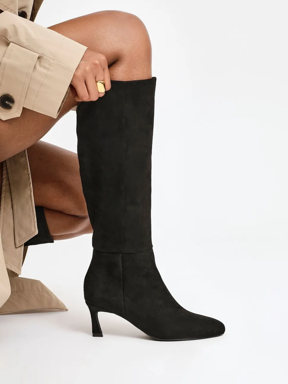 Linzi Black Rush Pointed Toe High Leg Stiletto Boots