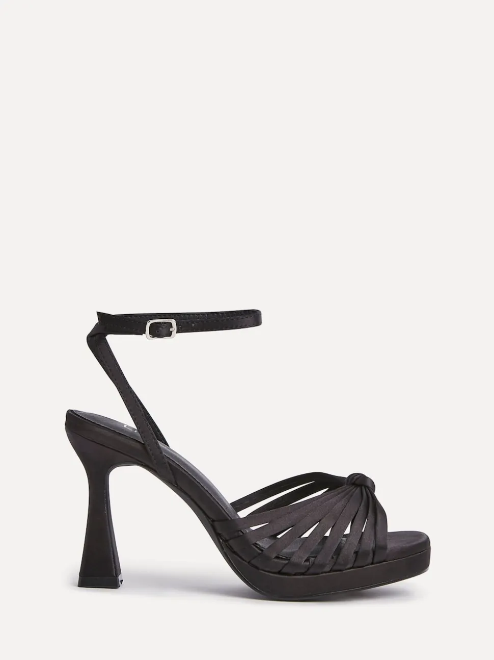 Linzi Black Satin Socialite Strappy Platform Heeled Sandals