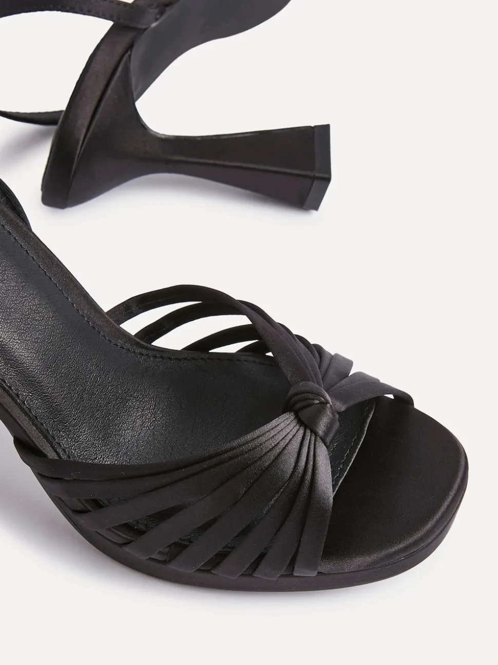 Linzi Black Satin Socialite Strappy Platform Heeled Sandals