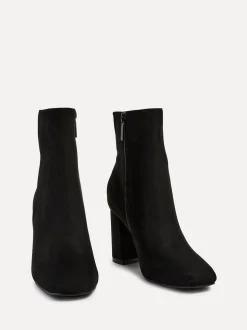 Linzi Black Scout Square Toe Heeled Ankle Boots With Side Zip