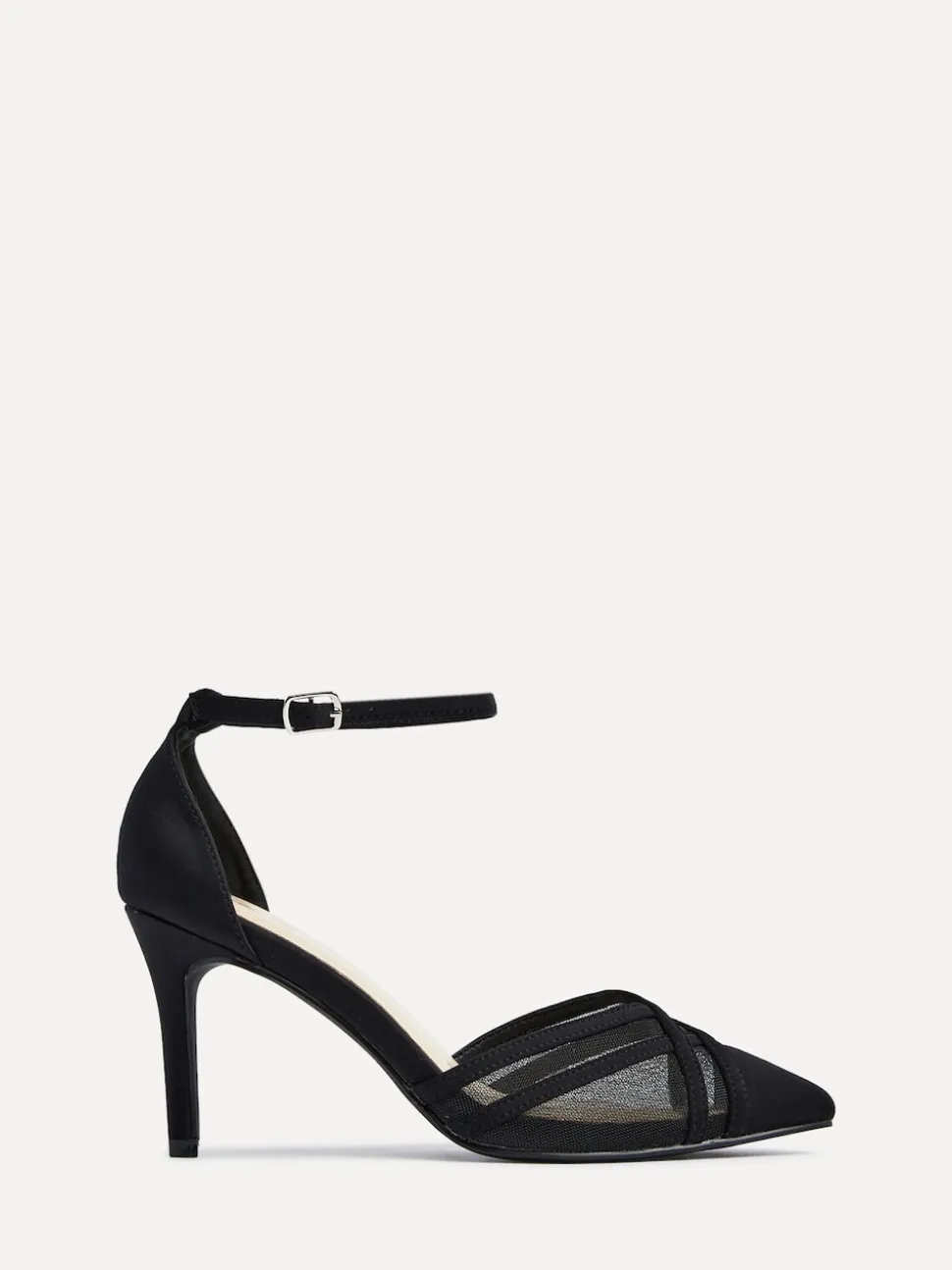 Linzi Black Siobhan Mesh Closed Back Court Heels