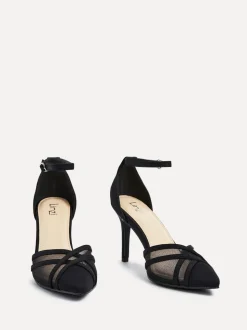 Linzi Black Siobhan Mesh Closed Back Court Heels
