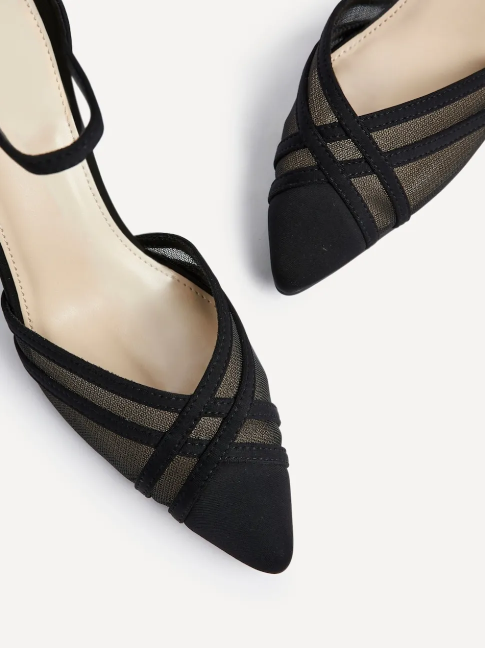 Linzi Black Siobhan Mesh Closed Back Court Heels