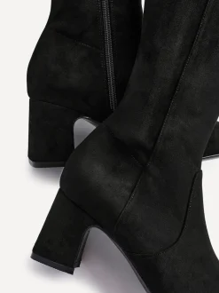 Linzi Black Slate Stretch Knee High Block Heel Boots