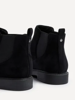 Linzi Black Suede Fauna Wide Fit Chelsea Boots With Stretch Side Panel