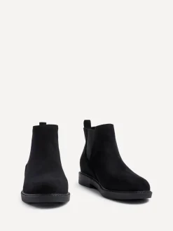 Linzi Black Suede Fauna Wide Fit Chelsea Boots With Stretch Side Panel