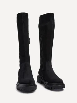 Linzi Black Suede Hallie High Leg Stretch Boots