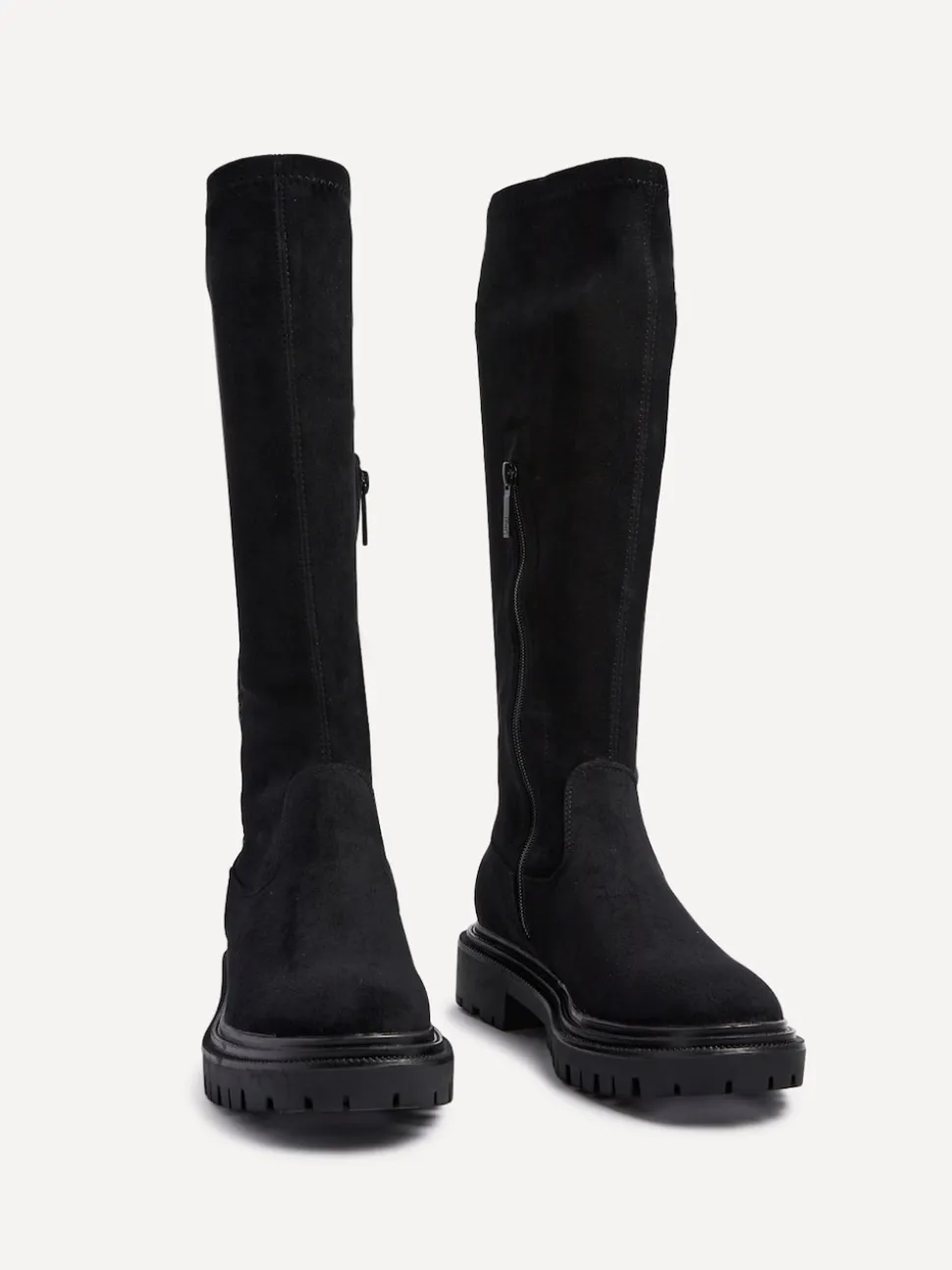 Linzi Black Suede Hallie High Leg Stretch Boots