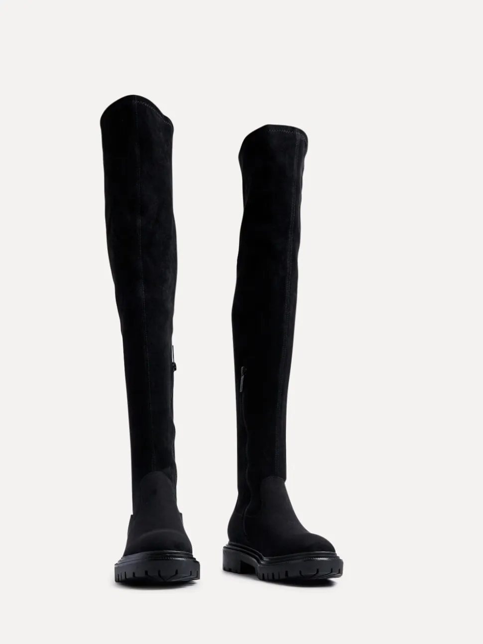 Linzi Black Suede Sonny Over The Knee Long Boots