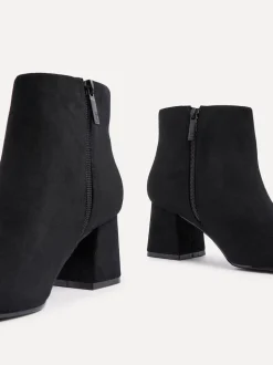 Linzi Black Suede Wide Fit Alba Wide Fit Block Heeled Ankle Boots